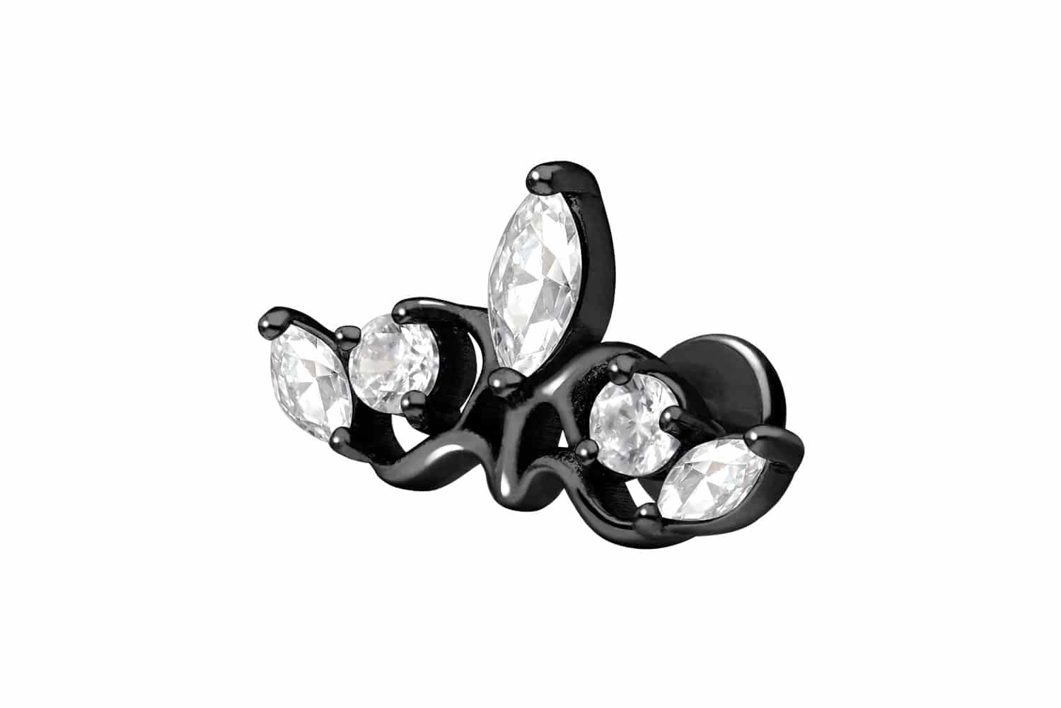 Titan Labret Piercing mit Push Fit GOTISCHE KRONE